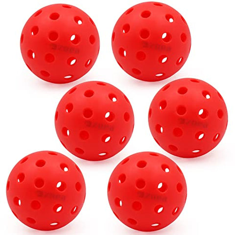 ZOEA Premium 40 Holes Outdoor Pickleball Balls, Durable Ball with Nice Bounce, High Visibility for Outdoor & Indoor Courts 6 Packs Bright Yellow & Green (Red)