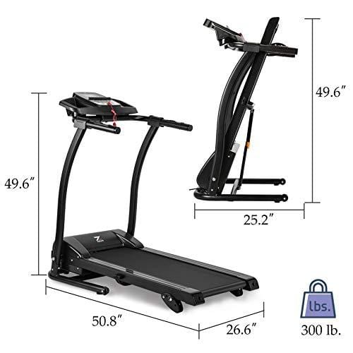 ZELUS Folding Treadmill Electric Motorized Running Machine with Downloadable Sports App Control Walking & Running OR Treadmill Mat, Cup Holder, MP3 Player & Wheels Easy (Upgraded Treadmill with Mat)