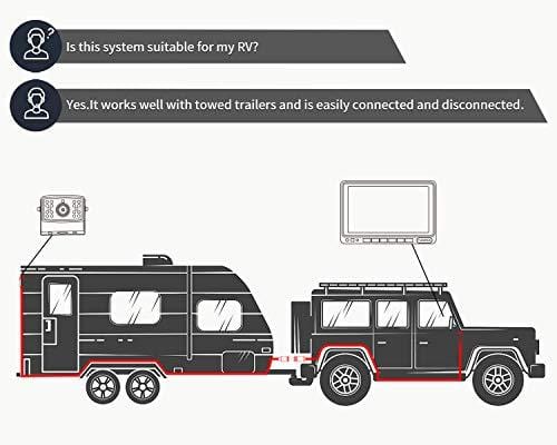 Fookoo Ⅱ HD Backup Camera Syste HD Backup Camera System Kit,1080P 7'' Split Screen Monitor+IP69 Waterproof Rear View Camera for Bus/Truck/Trailer/Box/RV/Trailer/Tractor/ 5th Wheel (FHD3)