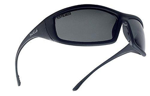 Bollé Safety 253-SS-40065 Solis Safety Eyewear with Shiny Black Nylon + TPR/Polycarbonate Full Frame and Polarized Gray Lens