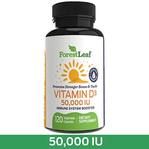 Vitamin D3 50,000 IU Weekly Supplement - 120 Vegetable Capsules - Helps Boost and Strengthen Bones, Teeth, Immune System and Muscle Function - by ForestLeaf