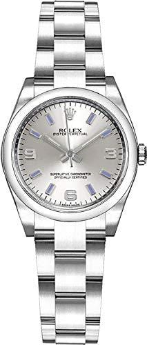 Rolex Oyster Perpetual 26 176200 Silver Dial with Blue Hour Markers Luxury Watch
