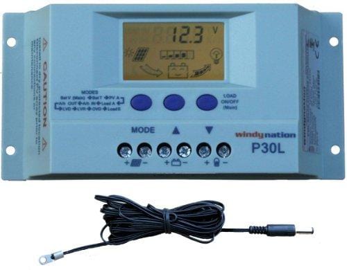 WindyNation 200 Watt Solar Panel Kit: 2pcs 100W Solar Panels + P30L LCD PWM Charge Controller + Solar Cable + MC4 Connectors + Mounting Brackets for Off-Grid RV Boat