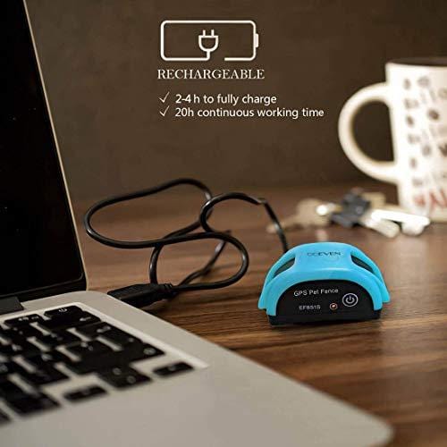 OCEVEN Wireless Dog Fence System with GPS, Outdoor Pet Containment System Rechargeable Waterproof Collar EF851S, Blue, for 15lbs-120lbs Dogs with 2pcs Toys for Free