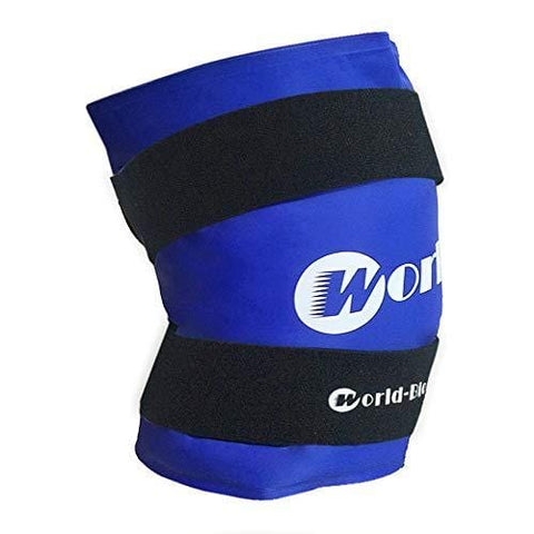 WORLD-BIO Large Knee Ice Pack Cold Therapy Wrap for Knees Legs Thighs Injuries, Medical Freezable Compression Gel Packs for Post Surgery Recovery, Muscle Aches Relief - 2 Elastic Neoprene Straps