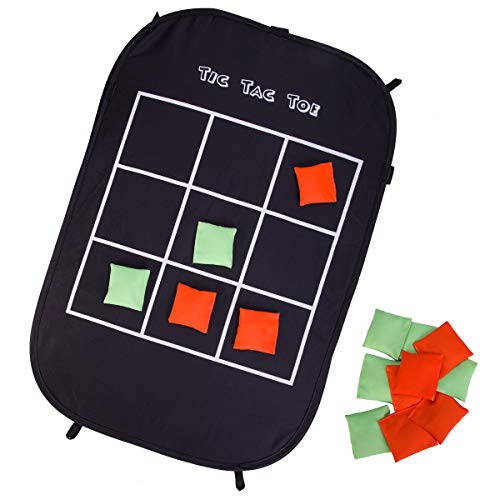 Himal Collapsible Portable 5 Holes Cornhole Game Cornhole Set Bounce Bean Bag Toss Game with 10 Bean Bags,Tic Tac Toe Game Double Games (3 x 2-Feet, Single Board)