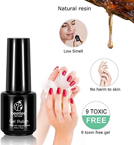 Beetles 23 Pcs Gel Nail Polish Kit - Soak Off LED Lamp Gel Polish Set Black White Glitter Nail Gel Polish with No Wipe Base and Top Coat for Nail Art Salon Starter Manicure New Year Holiday Gifts Box