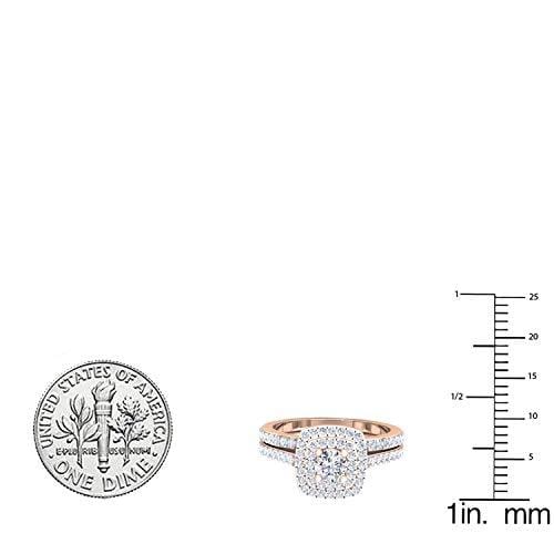Dazzlingrock Collection 1.50 Carat (ctw) 14K Round Cubic Zirconia Ladies Bridal Ring Set 1 1/2 CT, Rose Gold, Size 7.5