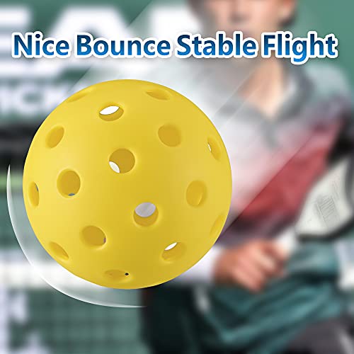 Pickleball Balls 4 Pack, Premium Outdoor Pickleball Balls for Recreational Play Family Entertaining Play Pickleball Set, Yellow+Green