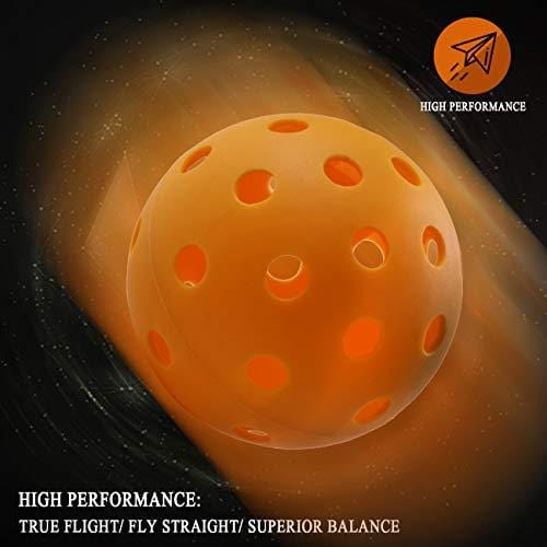 SHOWPIN Pickleball Balls Outdoor Pickleball Balls with 40 Holes, Orange (Outdoor 6 Pack)