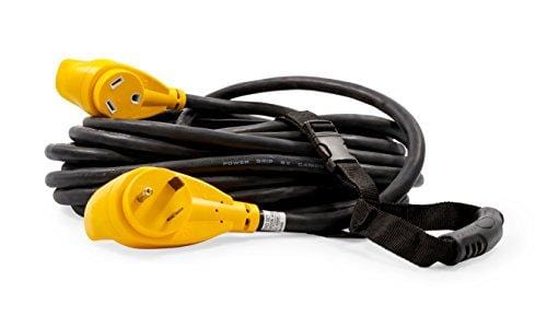 Camco Heavy Duty RV Auto Extension Cord with PowerGrip Handle, Includes Convenient Carrying Strap - 50ft (10 Gauge, 30 Amp) (55197)