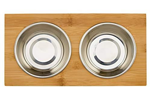 Premium Elevated Dog and Cat Pet Feeder, Double Bowl Raised Stand Comes with Extra Two Stainless Steel Bowls. Perfect for Small Dogs and Cats