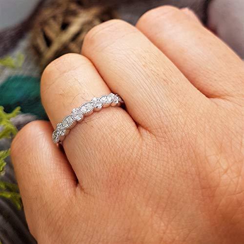 Dazzlingrock Collection 0.15 Carat (ctw) Sterling Silver Round White Diamond Ladies Anniversary Wedding Band, Size 8