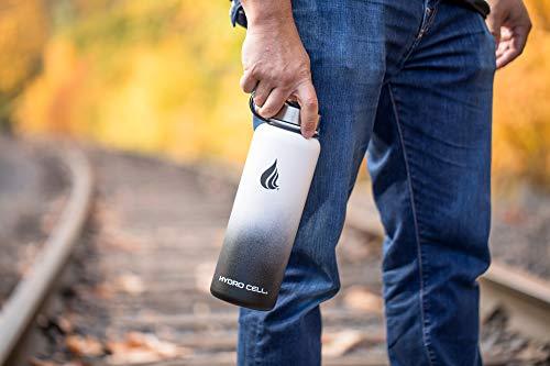 HYDRO CELL Stainless Steel Water Bottle with Straw & Wide Mouth Lids (40oz) - Keeps Liquids Perfectly Hot or Cold with Double Wall Vacuum Insulated Sweat Proof Sport Design (Black/White 40oz) [product _type] HYDRO CELL - Ultra Pickleball - The Pickleball Paddle MegaStore