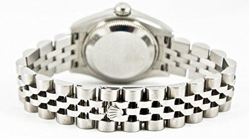 Rolex Ladys New Style Heavy Band Stainless Steel Datejust Model 179174 Jubilee Band 18K White Gold Fluted Bezel Silver Diamond Dial