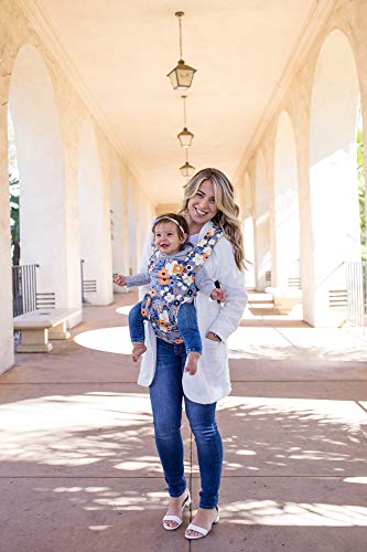 Baby Tula Explore Baby Carrier 7 – 45 lb, Adjustable Newborn to Toddler Carrier, Multiple Ergonomic Positions, Front and Back Carry, Easy-to-Use, Lightweight – French Marigold, Blue-Gray Floral