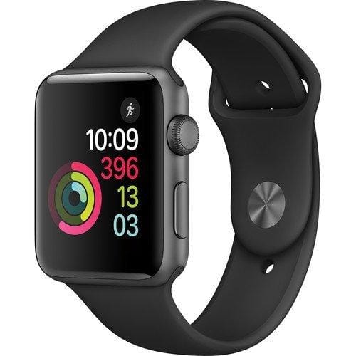 Apple Watch Series 2 Smartwatch 42mm Space Gray Aluminum Case, Black Sport Band (Renewed)