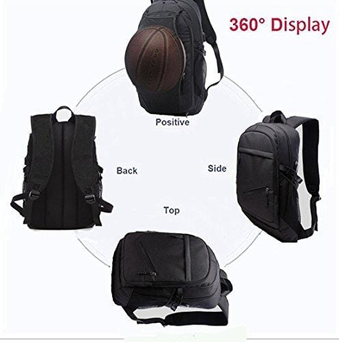 KOLAKO Business Laptop Backpack, Casual Sports Backpacks, Water Resistant Travel Daypack, Basketball Soccer Backpack Computer Bag for Men Women with USB Charging Port, Fits 15.6 inch Laptop & Tablet