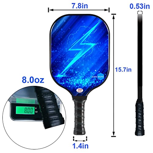 Panel Sound USAPA Approved Pickleball Paddle Lightweight Pickleball Paddles Set of 2, Fiberglass Pickleball Rackets Set, 1 Carrying Case, Carabiner Clips & 4 Indoor Balls