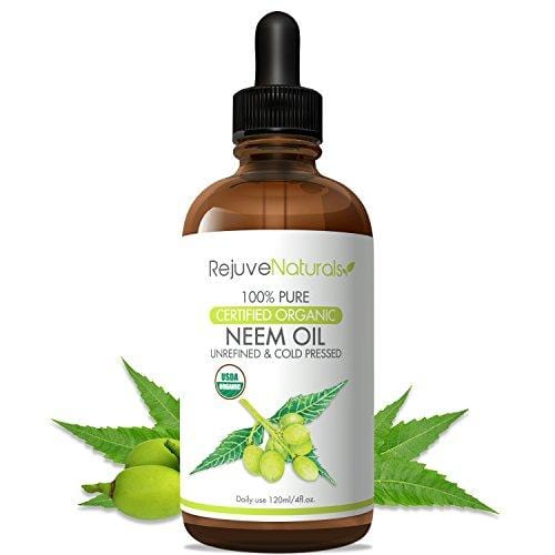Organic Neem Oil (4oz) USDA Certified Organic Neem Oil, 100% Pure, Cold Pressed. For Hair & Skin - Nail Fungus Treatment, Psoriasis Treatment Oil - Flea & Tick Prevention for Dogs & Cats