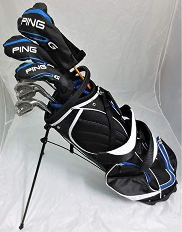 Mens Ping Complete Golf Set Driver, Wood, Hybrid, Irons, Putter, Clubs & Deluxe Stand Bag Stiff Flex