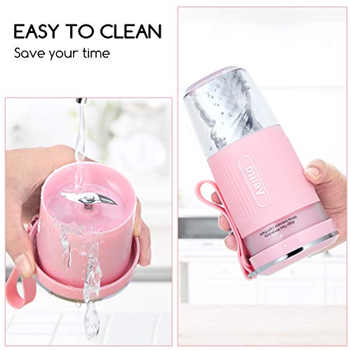 Portable Blender, Cordless Personal Blender Juicer, Mini Mixer, Smoothies Maker Fruit Blender Bottle Cup With USB Rechargeable, BPA Free, 10oz,for Home, Office, Sports, Travel, Outdoors, by Aeitto