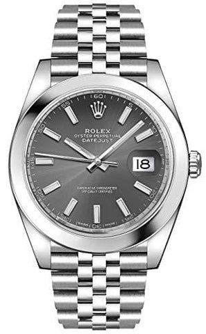 Men's Rolex Datejust 41 Dark Rhodium Oystersteel Watch (ref. 126300) [product _type] Rolex - Ultra Pickleball - The Pickleball Paddle MegaStore