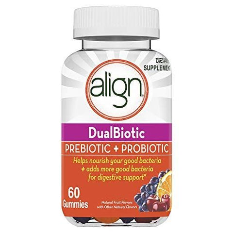 Align Prebiotic + Probiotic Supplement Gummies in Natural Fruit Flavors, 60 ct., No.1 Recommended Probiotic Brand by Doctors (Packaging May Vary)