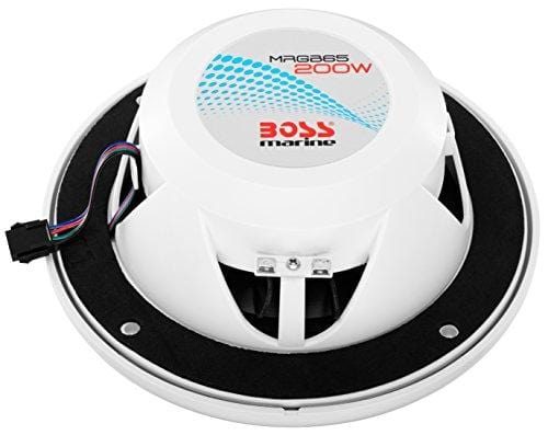 BOSS Audio MRGB65 200 Watt (Per Pair), 6.5 Inch, Full Range, 2 Way Marine Speakers, (Sold in Pairs) Multi Color LED Illumination with Wireless Radio Frequency Remote