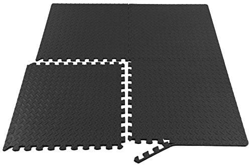 ProSource fs-1908-pzzl Puzzle Exercise Mat EVA Foam Interlocking Tiles (Black, 24 Square Feet)