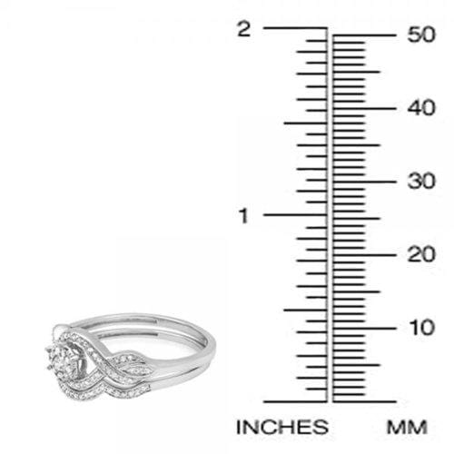 Dazzlingrock Collection 0.40 Carat (ctw) 14k Round Diamond Ladies Bridal Ring Engagement Matching Band Set, White Gold, Size 8