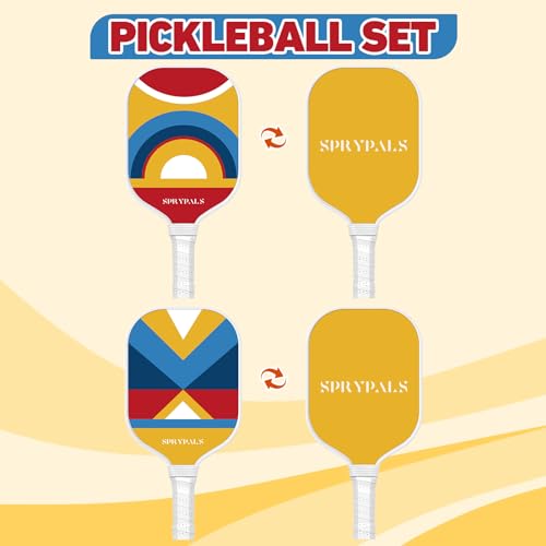Pickleball Paddles Set of 2, Fiberglass Surface Pickleball Paddle Set with 4 Balls, 1 Carry Bag, 2 Cooling Towels Racket with Ergonomic Cushion Grip for Beginner & Intermediate Gift for Women Men