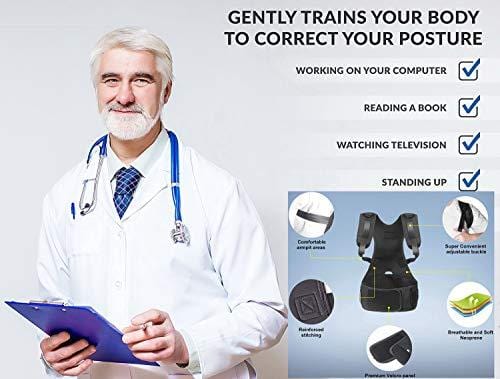 QNTICH Back Brace Posture Corrector Fully Adjustable Support Belt Improves Posture and Provides Lumbar Back Brace Lower and Upper Back Pain Relief Upright Go Posture (Large(27"-35"Waist))