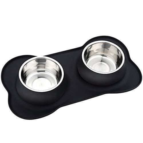 URPOWER Dog Bowls Stainless Steel Dog Bowl with No Spill Non-Skid Silicone Mat 53 oz Feeder Bowls Pet Bowl for Dogs Cats and Pets