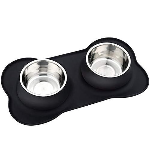 URPOWER Dog Bowls Stainless Steel Dog Bowl with No Spill Non-Skid Silicone Mat 53 oz Feeder Bowls Pet Bowl for Dogs Cats and Pets