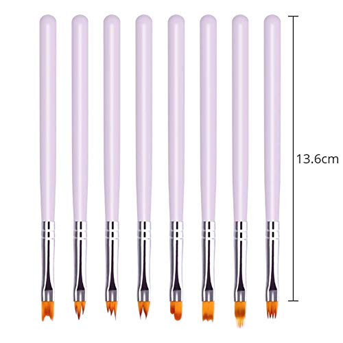 8 Pcs Nail Brush Pen Gradient Acrylic Painting Brush Set UV Gel Flower Drawing Pen Purple Handle Manicure Nail Art Polish Pen Tool