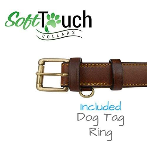 Soft Touch Collars Padded Leather Dog Collar, Brown Medium, Made with Real Genuine Leather, Best for Male or Female Dogs, 20" Inches Long x 1" Inch Wide, Fits Neck Size 14.5" to 17.5"