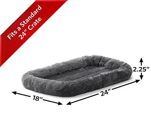 24L-Inch Gray Dog Bed or Cat Bed w/Comfortable Bolster | Ideal for Small Dog Breeds & Fits a 24-Inch Dog Crate | Easy Maintenance Machine Wash & Dry | 1-Year Warranty