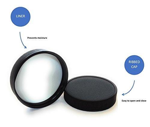 Clear Plastic Jar 4 ounce with Black Ribbed Lid (Pack of 12), Refillable Storage Containers with Lids for Cosmetic, Kitchen, DIY Products, Arts and Crafts