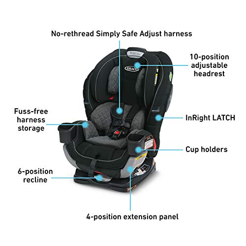 Graco Extend2Fit 3 in 1 Car Seat | Ride Rear Facing Longer with Extend2Fit, featuring TrueShield Side Impact Technology, Ion