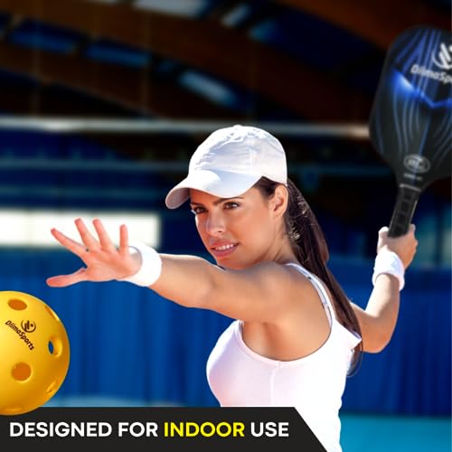 DiimaSports Pickleball Balls Set - USAPA Standard Pack of 6 & 12 (Choose Indoor or Outdoor Pickleball Balls Set) – Perfect for Tournaments (6 Pack, Indoor Sunny Yellow)