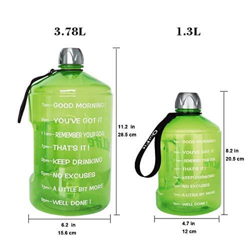 BuildLife 43OZ(1.3L) Water Bottle Motivational Fitness Workout with Time Marker |Drink More Water Daily | Clear BPA-Free |Water Throughout The Day for Child (1.3L-Green, 1.3L) [product _type] BuildLife - Ultra Pickleball - The Pickleball Paddle MegaStore