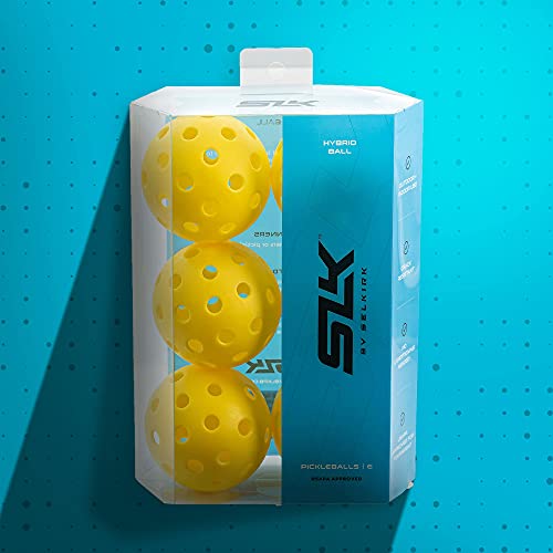 Selkirk SLK Hybrid Indoor & Outdoor Pickleball Ball 6 Pack | 40 Hole Outdoor & Indoor Pickleball Balls | USAPA Approved Pickle Ball Balls for Tournament Play | Yellow Pickleballs | 6 Pack