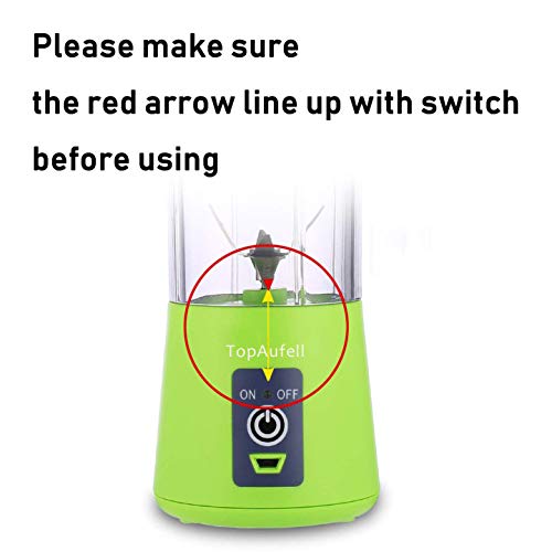 TopAufell Portable blender, Personal mini Size Blender for Smoothies and Shakes, Six blades in 3D for Superb Mixing, 13oz/380ML USB Rechargeable Juicer Cup, 2000mAh Powerful Handheld Fruit Mixer Machine