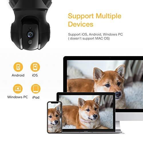Famisafe Wireless Pet Camera - FHD 1080P Dog Camera 2MP Camera with Pan/Tilt/Zoom, 2-Way Audio, Motion Detection, Night Vision, Remote Monitor for Baby Pet Elder, Work with Alexa (Android/iOS) - Black