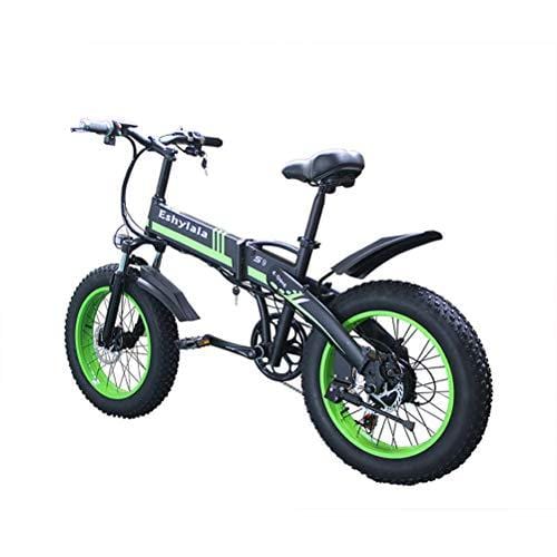 KEANTY 20" Folding Electric Mountain Bike, Fat Tire Electric Bike Beach Snow Mountain Bicycle with 36V/10AH Large Capacity Lithium Battery and Two Cycling Modes (Green)