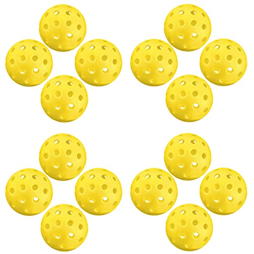 16 Pack Outdoor Pickleballs Balls, Vobab Pickleballs Approved by USAPA for Sanctioned Tournament Play, 40 Holes Designed for Outdoor Courts to Maintain Sufficient Elasticity and Durable