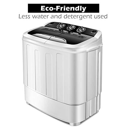 Giantex Portable Compact 13 Lbs Mini Twin Tub Washing Machine Washer Spin Dryer (Black&White)