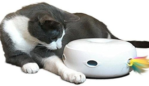 PetFusion AMBUSH INTERACTIVE Cat Toy with electronic rotating feather. (Smart modes, nighttime light, batteries included)