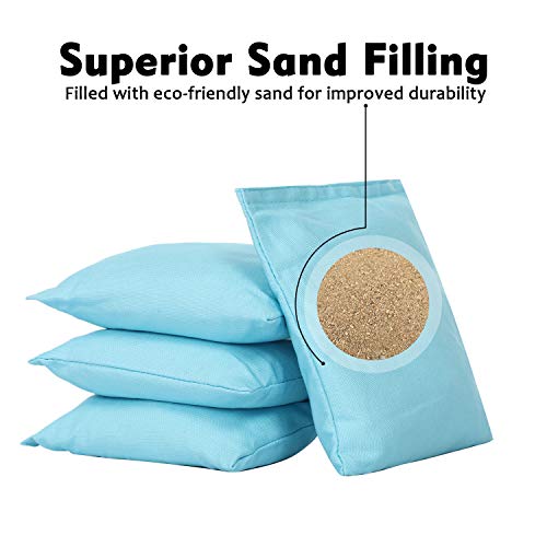 UKASE Set of 8 Cornhole Bean Bags Made with Regulation Duck Cloth Cornhole Bag Baby Blue and Coffee